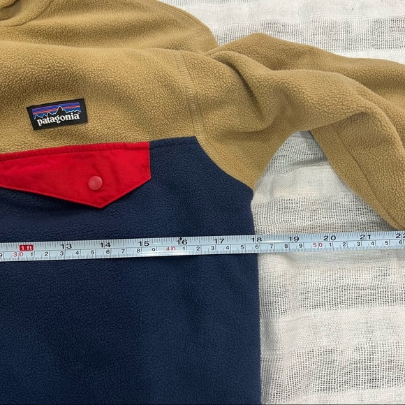Patagonia Youth Micro D Snap-T 'New Navy Grayling Brown' Jacket SZ XL 14 - Picture 7 of 8